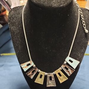 #22 Silver and Gold Geometric Pendant Necklace